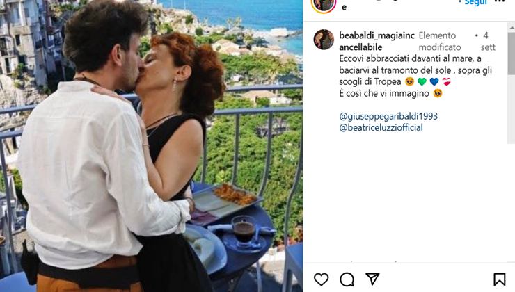 Foto del bacio tra Garibaldi e Beatrice Luzzi