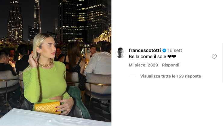 chanel totti, commento papà francesco